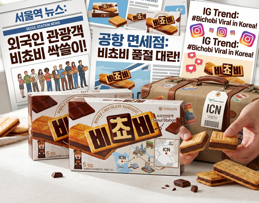 [★Trending HOT★/Original flavor] Korean BICHOBI Biscuit with Whole Milk Chocolate Bar (3 Box / 5 Individually Wrapped Packs per box) - "Free Worldwide Shipping"