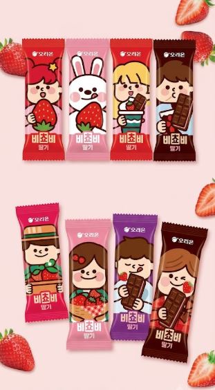 ★Trending HOT★ Korean BICHOBI Biscuit with Whole Milk Strawberry Flavored Chocolate Bar (3 Box / 5 Individually Wrapped Packs per box) - "Free Worldwide Shipping"